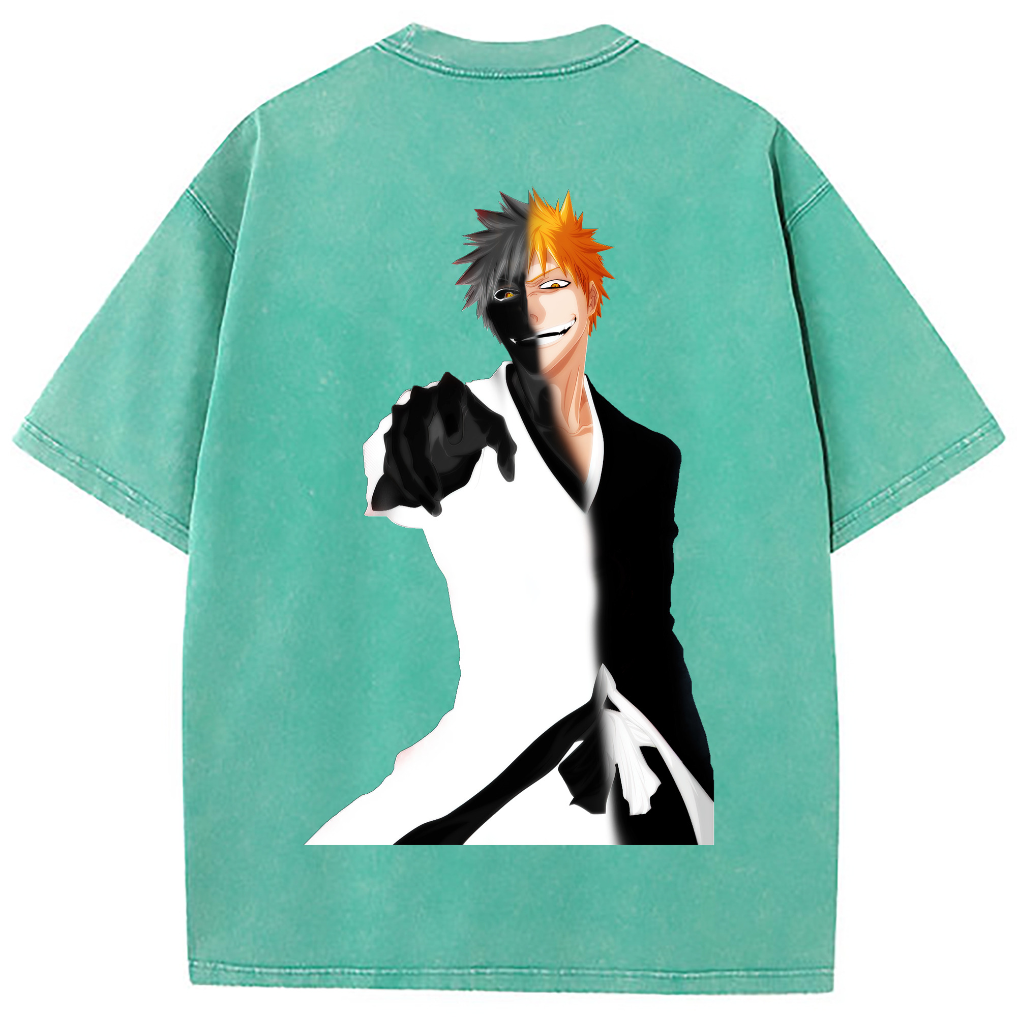 （画像用） ブリーチ 黒崎一護（くろさき いちご）BLEACH Kurosaki Ichigo 綿100% ヴィンテージ風 半袖Tシャツ（背面プリント）